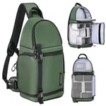 K&F Concept Sac à Dos pour Appareil Photo Sac à bandoulière Sac carré Sacs de Photographe Étui rectangulaire pour Appareil Photo Compatible avec Canon/Nikon/Sony/DJI Mavic Drone Sac à Dos (Vert)