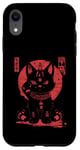 Coque pour iPhone XR Chat Maneki-Neko en colère porte-bonheur avec art japonais Kanji