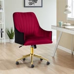 Chaise de bureau, pivotante réglable en hauteur, en velours pour chambre/bureau, max charge 150 kg, vin rouge