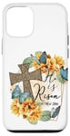 Coque pour iPhone 13 He Is Risen Imprimé Léopard Croix Amour Printemps Chrétien Pâques