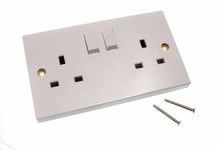 12 X Electric Socket Plug 13 Amp 2 - Gang Double Switched White - NEW Onestopdiy