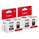 2x Canon PG560XL Black Original Ink Cartridges For Canon PIXMA TS7451 Printer