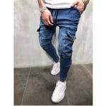 Casual Pants Men Trousers,Drawstring Hip Hop Jeans Slim Fit Denim Pants Men Casual Fashion Pants Patchwork Skinny Jeans Large Size Trousers For Men Jogging Sweat Pants Bottoms,Blue,Xxl