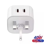 For Apple iPhone Charger 40W Dual PD USB-C Type Fast Charging Plug