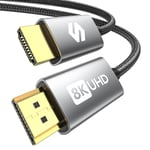 Câble HDMI 2.1 50cm, 8K Câble HDMI eARC pour barre de son 48Gbps, câble HDMI PS5 4K@120Hz, 2K@240Hz/144Hz, 8K@60Hz, HDR10 Dynamique, Dolby Atmos, HDCP 2.2/2.3 pour HDTV, Xbox, Switch