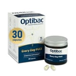 Optibac Probiotics Every Day MAX - Advanced Maximum Strength Vegan Digestive Probiotic Supplement with 75 Billion Bacterial Cultures - 30 Capsules