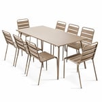 Ensemble table de jardin et 8 chaises en métal taupe - Palavas - Taupe