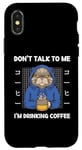 Coque pour iPhone X/XS Chat vintage Don't Talk To Me I'm Drinking Coffee Style rétro