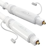 KabelDirekt – Cable optique audio avec 0% de perte de signal et capuchon de protection – 2 m – Câble TOSLINK blanc (Câble fibre optique pour home cinéma, amplificateurs, PS4, Xbox, S/PDIF)