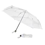 Dans l'air du temps Parapluie Pliant Transparent pour Femme - Ultra Léger & Compact - Large Protection de 110Cm de Diamètre - Toile PVC de Haute Qualité - Bordure blanche