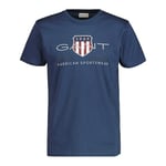 GANT Men's Reg Archive Shield SS T-Shirt, Dusty Blue Sea, S