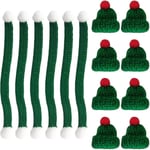 Mini julhalsduk stickad tomteluva docka hantverk hatt vinter vin charm miniatyr 15cm stickade halsdukar för vinflaska snögubbe smyckestillverkning grön