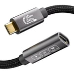 Rallonge USB C 2m,40Gbps Cable Rallonge USB C,Mâle à Femelle USB 4 8K@60Hz,PD 3.1 240W 5A Cable Extension USB C Nylon Tressé Compatible avec Thunderbolt 4/3,MacBook,iPhone 15Pro,MacBook