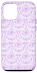 Coque pour iPhone 12/12 Pro Coquette Mauve Fleurs et Nœuds Esthétique Motif Floral