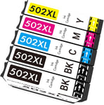 502XL Encre Compatible avec Epson 502 502XL Cartouches d'encre Multipack pour Expression Home XP-5100 XP-5105 Workforce WF-2860 WF-2865.