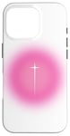 Coque pour iPhone 16 Pro Pink Aura Y2K Croix de foi chrétienne