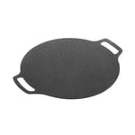 35cm Thick Cast Iron Frying Pan Flat Pancake Griddle Non-Stick Bbq Grill2953