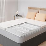 CASABEL Surmatelas 90 x 200 cm Mousse à Memoire de Forme 5 cm + Housse en Bambou - sur-Matelas Simple - Zones Ergonomiques de Soutien - pour Matelas, Clic Clac, BZ - Entreprise Française