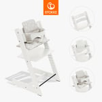 STOKKE® Tripp Trapp® barnstol bok vit inkl. dyna Stars Silver och Baby Set V2 vit