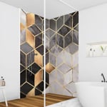Revêtement mural de douche - Elisabeth Fredriksson - Black And White Golden Geometry Dimension HxL: 2 x 200x90cm Matériel: Film plastique Smart