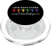 Gay Pride LGBTQ Rainbow Christian Crosses Love Each Other PopSockets PopGrip for MagSafe