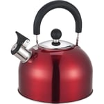 RED 2.5L STAINLESS STEEL WHISTLING KETTLE GAS ELECTRIC INDUCTION HOBS CAMPING