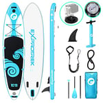 Exprotrek Stand Up Paddling Board, Inflatable Sup Board, Stand Up Paddle Board Set, 6 Inch Thick for All Skill Levels With Aluminium Paddle, Kayak Seat and Complete Accessories (200kg Max)