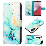 COTDINFOR Compatible avec Samsung Galaxy A05S Coque Flip Folio Portefeuille Phone Cuir Magnétique Clasp avec Porte-Cartes Kickstand Foldable Housse Étui pour Galaxy A05S Marble Vert YBM.