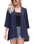 Irevial​​ Cardigan D'été Femme Manches 3/4 Boléro élégant en Mousseline de Soie Kimono Châle Chic pour Femme