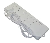 PACK OF 10x 10 Way / Gang 2m UK Mains Extension Block White 2 metre Lead 13A