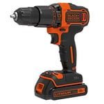 BLACK+DECKER BDCHD18-QW Perceuse à percussion sans fil - 18V - 1,5 Ah - Lithium - 17,5 à 40 Nm - 0-360 et 0-1400 trs/min - 2 vitesses - 1 batterie - Chargeur inclus