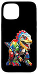 Coque pour iPhone 15 Jeu de briques T-Rex pour les amateurs de dinosaures