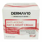 3 x Dermav10 Anti-ageing Day & Night Cream All Skin Types Age 45+ 50ml