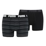 Puma 2P Heritage Stripe Boxer Svart stripet bomull Medium Herre