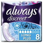 Always Discreet Incontinence Pads Plus Women Long Plus x8, Strong Protection ...