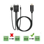 Adaptateur de câble VGA HDMI-15 mâle,15 broches vers HDMI mâle,commutateur séparateur HD de 5 pieds à 1.8M pour moniteur PC HDTV - Type 1.8m