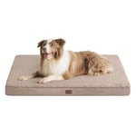 Bedsure Extra Large Dog Bed Washable - Orthopedic Dog Pillow and Mattress Mat for Dog Crate with Removable Plush Sherpa Cover, Light Brown, 104x74x9cm