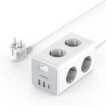 Multiprise 6 Prises Avec Usb C, Multiprise Cube Avec 1 Usb C Et 2 Usb A, 9 En 1 Multiprise Avec Interrupteur, Multiprise Rallonge Electrique 2M, 3600W Bloc Multiprise Electrique Pour Le Bureau