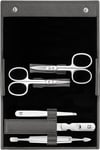 ZWILLING Manucure kit (5 pièces, soins des ongles et pédicure avec étui en cuir véritable avec ciseaux à ongles et ciseaux à cuticules), Acier inoxydable poli, Anthracite