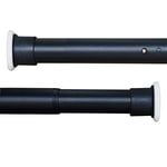 Tringle Extensible à Rideau de Douche 210-260CM Sans Perçage en Acier Composé Noir Mat Diamètre 32mm Barre Télescopique Multifonction pour Jardin/Balcon/Chambre/Cuisine