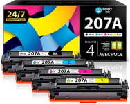 Cartouche de Toner Compatible pour HP 207A 207 A (Noir Cyan Magenta Jaune) Compatible avec Color Laserjet Pro M255dw, M255nw, Color Laserjet Pro MFP M282nw, M283cdw, M283fdn, M283fdw.[G721]