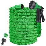 AWXYZ Expandable Garden Hose,25ft/50ft/100ft Garden Hose Pipe,Garden Hosepipes,Magic Lightweight Watering Hose Pipe with 8-Pattern Water Spray (25ft, Green)