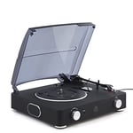 GPO Stylo II Retro 3-Speed Portable Record Player, Stand-Alone Turntable Player with Built-in Stereo Speakers, Rubberised Finish, Jet Black