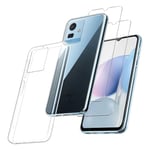 MIBZOR 3 en 1 Coque Compatible avec Cubot Note 50 (6.56"), 1 Housse et 2 Pièces Verre trempé écran Film Protecteur, Transparent Souple Silicone Étui Bumper TPU Case Cover