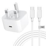 iPhone 15 16 Fast Charger Plug and Cable,20W iPhone 15/15 Pro/15 16 Plus Charger 2M USB C to Type C Cable Charging for iPad Pro 12.9"/11" 2018~2022,iPad 10,iPad Air 4/5th,iPad Charger Plug Cable