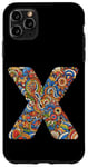 Coque pour iPhone 11 Pro Max Lettre initiale du nom de l'alphabet X dans le style Doodle Art