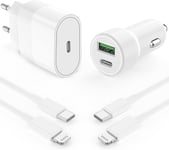 Chargeur De Voiture Usb C, Chargeur Rapide Iphone, 38 W Pd&qc 3.0 Chargeur Avec 20 W Chargeur Rapide Pour Iphone Adaptateur 2 X Type C Câble Pour Iphone 14/13/12/11/Xr/8, Pad[X1747]