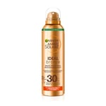 GARNIER Ambre Solaire Ideal Bronze - Brume Protectrice Invisible FPS 30 - Protège des UVA & UVB - Bronzage Éclatant - Résiste à L'eau - Vegan & Cruelty Free - Tous Types de Peaux - 150 ml