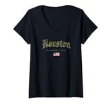 Womens Houston Gothic Design Camouflage Version V-Neck T-Shirt