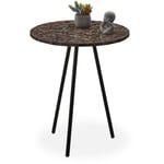 Relaxdays - Table ronde mosaïque, Table d'appoint, Décorative, Table de jardin, fait main, HxD: 50 x 41 x 16 cm, marron